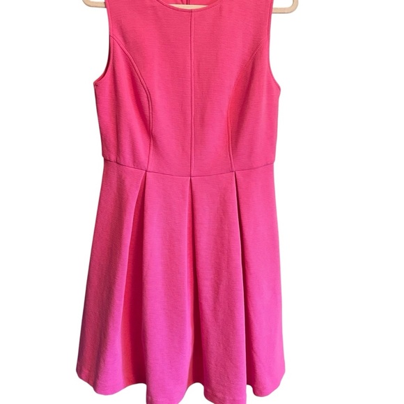 Boden Fit & Flare Pink Dress-Ribbed Fabric- ZipClosure-Pleated Skirt-UK14/US 10 - Picture 2 of 10